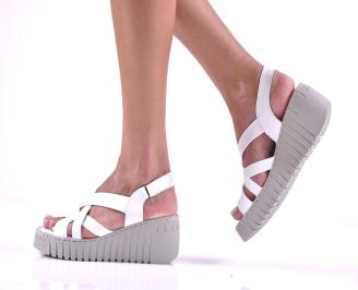 Дамски сандали естествена кожа бели EOBUVKIBG