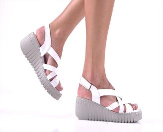 Дамски сандали естествена кожа бели EOBUVKIBG