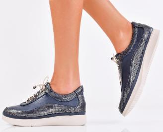 Дамски обувки равни естествена кожа сини EOBUVKIBG