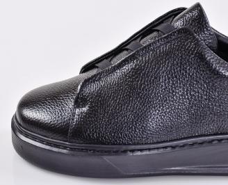 Мъжки кецове естествена кожа черни EOBUVKIBG