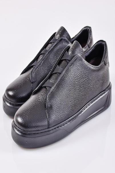 Мъжки кецове естествена кожа черни EOBUVKIBG