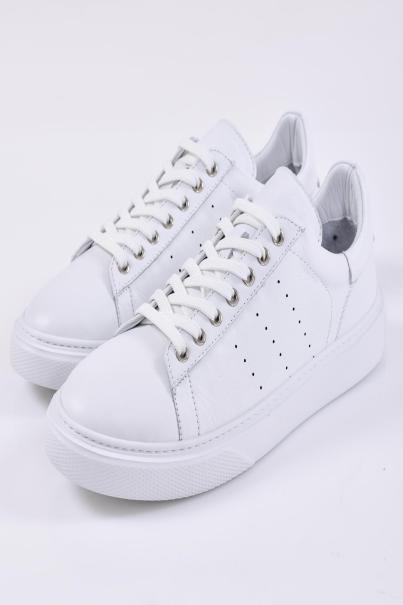 Мъжки кецове естествена кожа бели EOBUVKIBG