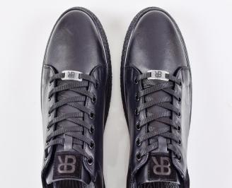 Мъжки кецове естествена кожа черни EOBUVKIBG