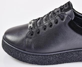 Мъжки кецове естествена кожа черни EOBUVKIBG