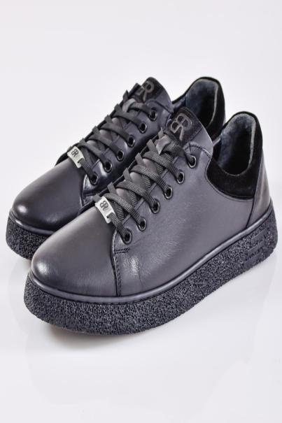 Мъжки кецове естествена кожа черни EOBUVKIBG