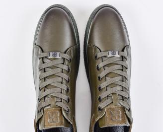 Мъжки кецове естествена кожа зелени EOBUVKIBG