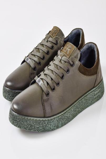 Мъжки кецове естествена кожа зелени EOBUVKIBG
