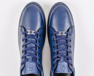 Мъжки кецове естествена кожа сини EOBUVKIBG