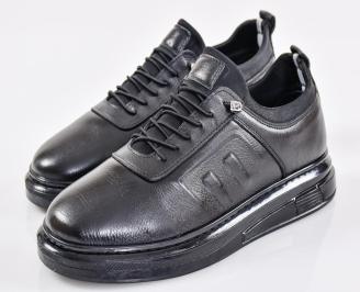 Мъжки кецове естествена кожа черни EOBUVKIBG