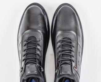 Мъжки кецове естествена кожа черни EOBUVKIBG