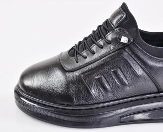 Мъжки кецове естествена кожа черни EOBUVKIBG