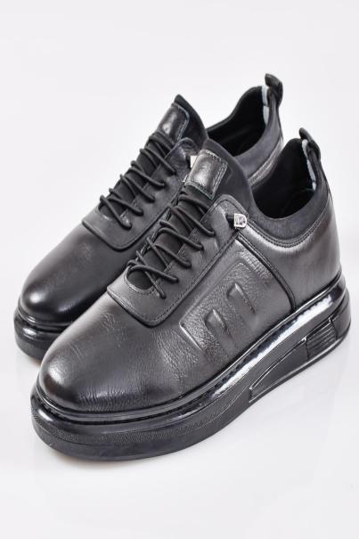 Мъжки кецове естествена кожа черни EOBUVKIBG