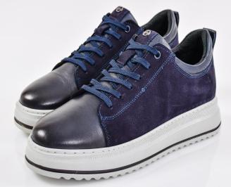 Мъжки кецове естествена кожа сини EOBUVKIBG