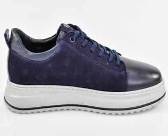 Мъжки кецове естествена кожа сини EOBUVKIBG