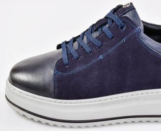 Мъжки кецове естествена кожа сини EOBUVKIBG