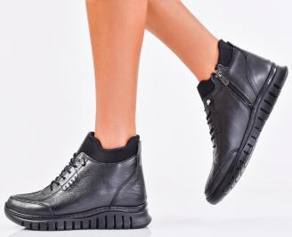 Дамски боти естествена кожа черни EOBUVKIBG