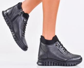 Дамски боти естествена кожа черни EOBUVKIBG