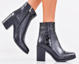 Дамски елегантни боти естествена кожа черни EOBUVKIBG