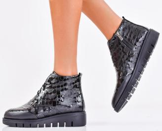 Дамски боти естествена кожа черни EOBUVKIBG