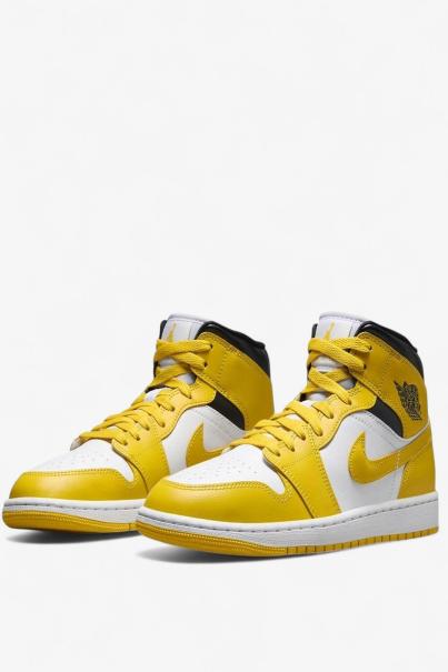 NIKE Jordan 1 Mid Shoes White/Yellow