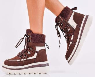 Дамски боти кафяви EOBUVKIBG