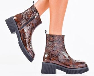 Дамски боти естествен лак кафяви EOBUVKIBG