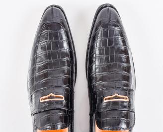 Мъжки боти естествена кожа черни EOBUVKIBG