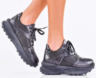 Дамски сникърси естествена кожа  черни EOBUVKIBG