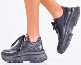 Дамски сникърси естествена кожа  черни EOBUVKIBG