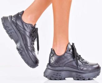 Дамски сникърси естествена кожа  черни EOBUVKIBG