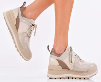 Дамски сникърси естествена кожа  бежови EOBUVKIBG