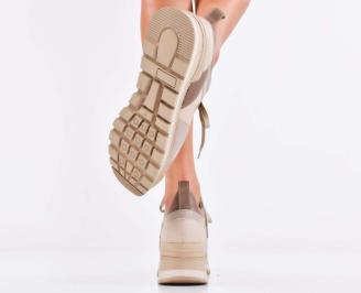 Дамски сникърси естествена кожа  бежови EOBUVKIBG 3