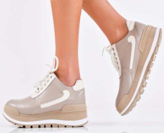 Дамски сникърси естествена кожа  бежови EOBUVKIBG