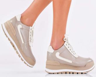 Дамски сникърси естествена кожа  бежови EOBUVKIBG