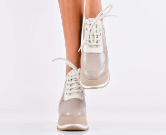 Дамски сникърси естествена кожа  бежови EOBUVKIBG