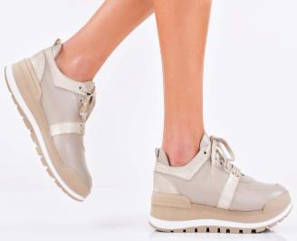 Дамски сникърси естествена кожа бежови EOBUVKIBG