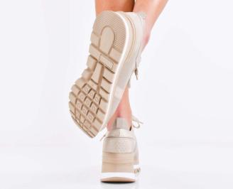 Дамски сникърси естествена кожа бежови EOBUVKIBG 3