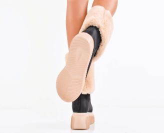 Дамски ботуши еко велур черни EOBUVKIBG 3