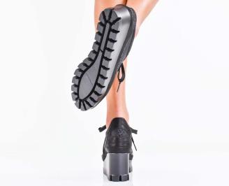 Дамски обувки естествена кожа  черни EOBUVKIBG 3