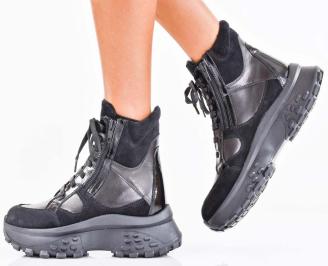 Дамски боти естествена кожа черни EOBUVKIBG