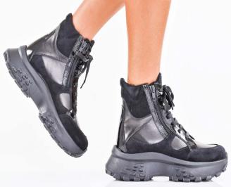 Дамски боти естествена кожа черни EOBUVKIBG