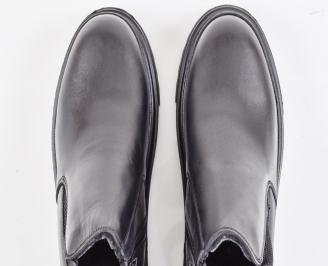 Мъжки боти естествена кожа черни EOBUVKIBG