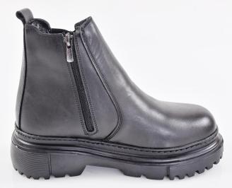 Мъжки боти естествена кожа черни EOBUVKIBG 3