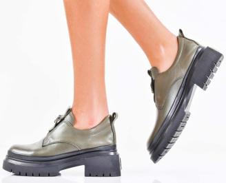 Дамски лоуфъри естествена кожа зелени EOBUVKIBG