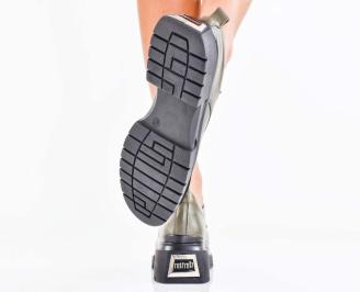 Дамски лоуфъри естествена кожа зелени EOBUVKIBG 3