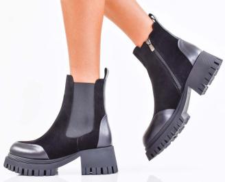 Дамски боти естествен велур черни EOBUVKIBG