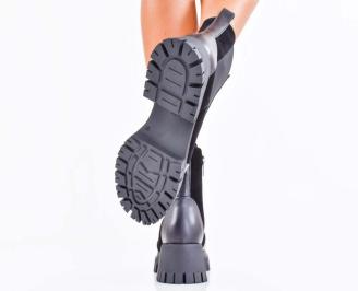 Дамски боти естествен велур черни EOBUVKIBG 3