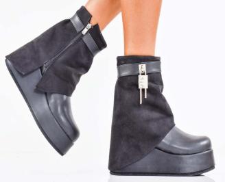 Дамски боти на платформа черни EOBUVKIBG