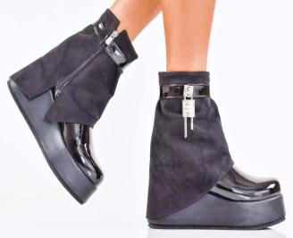 Дамски боти на платформа черни EOBUVKIBG