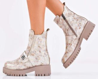 Дамски боти естествена  кожа бежови EOBUVKIBG